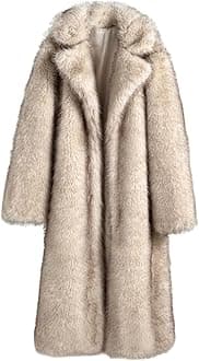 Women's Shaggy Faux Fur Warm Maxi Overcoat Outwear,Fluffy Winter Parka Long Jackets Coats