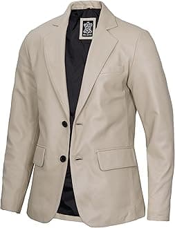 fjackets Leather Blazer Men - Real Lambskin Casual Leather Coats for Men