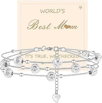 QianSiLi925 Sterling Silver Charm Bracelet for Women Adjustable Beaded Layered Bracelets Silver Jewelry Gift for Women Teen