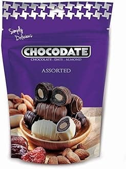 Chocodate Assorted Flavour, Milk, White, Dark, Coated With Whole Almond Delicious Creamy Chocolate 90g