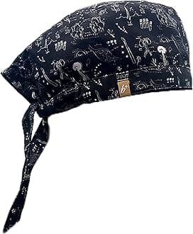 FEBRIS Unisex Cotton Bony Anatomy Spark Scrub Cap, Blue, Free Size