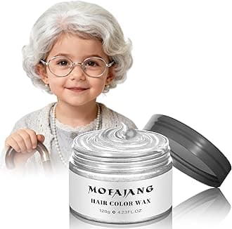 White Hair Spray Color, Hair Color Wax 4.23Oz, Natural Hair Wax Color, Washable Kids Women Temporary Hair Color Dye for Beard,100 Days of School,Parties,Cosplay,Role Playing,Christmas,Halloween(White)