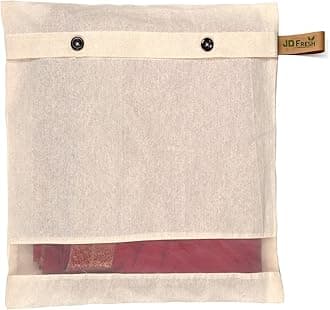 JD FRESH 8 Pcs Cotton Saree Covers/Storage Bags with Zip Cover/Space Saving Bag with Mesh Window/Wardrobe-Cupboard Organizer for Clothes/Bedsheets/Lehengas/Gowns(18 X 16 x 4.5 Inch/Brown)