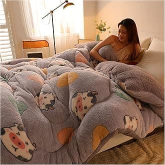 RRNAR Down Duvet, Cashmere Quilt, Quilt/quilts, Comforter, Winter Quilt Thicken Lamb Cashmere Duvet for All Seasons, Soft and Durable Heavy Quilts, Machine Washable,G,200x230cm(4kg) [Energy Class A]