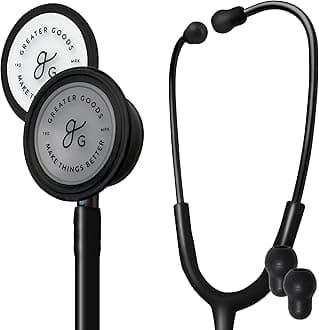 GreaterGoods Dual-Head Stethoscope, Classic Design for Medical and Home Routine Physical Assessing Basic Heart and Lung Examinations (Triple Black)