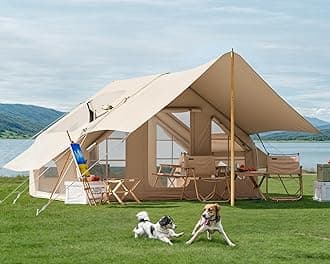 Inflatable Camping Tent with Pump & 1/2 Awnings, 8-14 Person Air Tents for Camping Adult, Large Waterproof Oxford Family Glamping Tent, Quick Setup Big Tent for Outdoor Camping