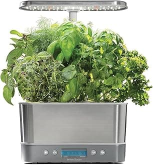 AeroGarden Harvest Elite Indoor Garden Hydroponic System with LED Grow Light and Seed Kit, Holds up to 6 Pods, Stainless Steel