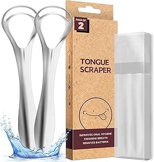 Srnede Tongue Scraper for Adults Tongue Cleaner Oral Care Aids in Fresh Breath Reduce Bad Breath Metal Tongue Scrapers Stainless Steel with Travel Case 2 Pack