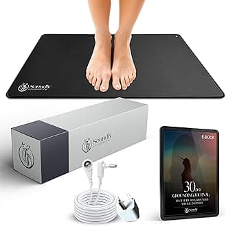 Grounding Mat - Premium Carbon-Infused Vegan Leather Earthing Mat for Improved Sleep, Energy, Pain Relief, Wellness and Reduced Inflammation and Anxiety - 60 x 40cm with 15ft Cord