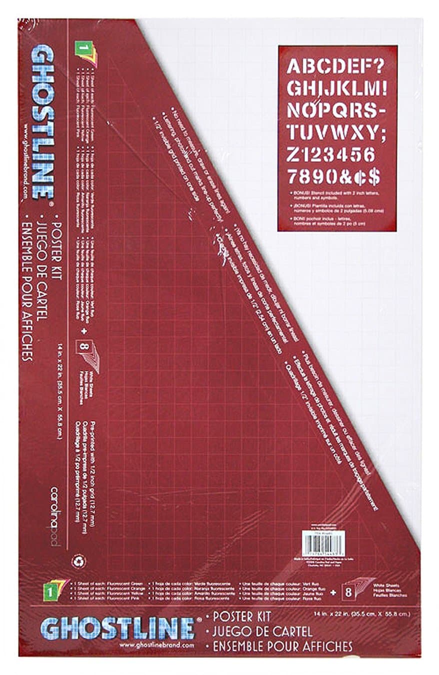 Ghostline Poster Board Kit, 5 Assorted Colors / 13 Pieces, 14" x 22", 13 Pieces