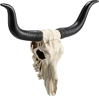 Veronese Design 14 Inch Long Horn Animal Skull Resin Wall Sculpture