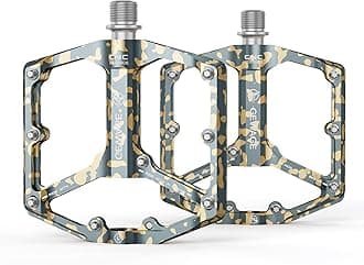GEWAGE Road/Mountain Bike Pedals - 3 Bearings Bicycle Pedals - 9/16” CNC Machined Flat Pedals with Removable Anti-Skid Nails
