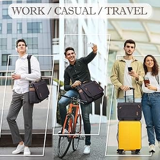 RAINSMORE Messenger Bag for Men 17-17.3 Inch Laptop Bag Water-resistant Canvas Computer Shoulder Bag Office Work Briefcase Large Casual Satchel Bags for Men Bookbag for College, Gray