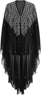 IBTOM CASTLE Women’s Muslim Abaya Dress Batwing Sleeved Beaded Embroidered Maxi Kaftan Dress with Hooded Elegant Islamic Middle East Dubai Arabic Ramadan Kimono Robe Summer Dresses
