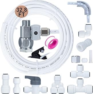 1/4 Water Line Kit with Feed Water Adapter for Refrigerator Ice Maker RO Filter
