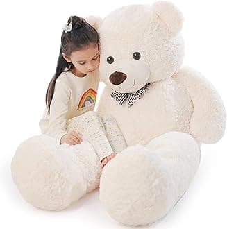 Big Teddy Bear 4Ft Giant White Soft Stuffed Animals Cute Plush Toy for Girlfriend Women Kids for Valentine's Christmas Birthday