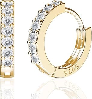 SWEETV925 sterling silver hoop earrings for women girls - Tiny small large huggie hoop earring 3 sizes