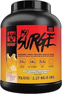 Mutant ISO Surge Whey Protein Isolate Powder Acts Fast to Help Recover, Build Muscle, Bulk and Strength (5 Pound, Big Orange Creamsicle)