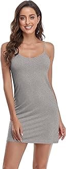 Women's Full Slip Lingerie Under Dress Spaghetti Adjustable Strap V Neck Camisole Slips Dress Undergarment Nightwear