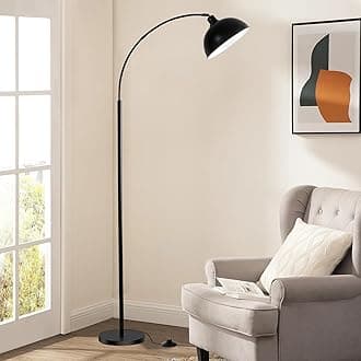 Arc Floor Lamps for Living Room,Modern Tall Standing Lamp,Black Floor Lamp with Adjustable Hanging Dome Shade,Over Couch Mid Century Arched Reading Lamp for Bedroom,Office