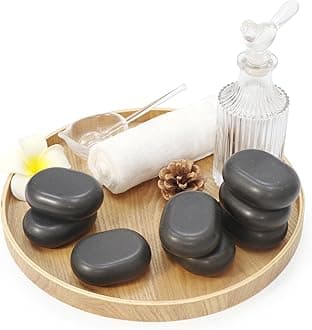 Master Massage Large Flat Ovular Basalt Hot Stone Massage 8piece Pack 3" X 2X 1rock, for Professional, Spa, Massage Therapy, Relaxation,1 Count,Black