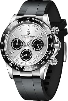 Pagani Design Men's Luxury Chronograph Watch Japanese VK63 Quartz Movement Analog Watch for Man with Ceramic Bezel, 100M Waterproof & Rubber Strap | Premium Wrist Watch for Man