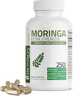 Bronson Moringa 5000 mg Extra High Potency Energizing Superfood Antioxidant, 250 Vegetarian Capsules