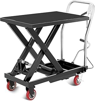 Hydraulic Lift Table Cart, 500lbs Capacity 28.5" Lifting Height Hydraulic Table Cart, Single Scissor Lift with Non-Slip Pad for Material Handling and Transportation, Black