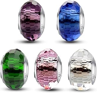 MICOO 925 Sterling Silver Charms for Bracelets,Fashion DIY Dangle Pendants Beads Simulated Birthstone Charms,Birthday Gifts for Women