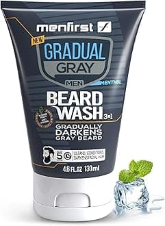 Menfirst Gradual Gray Darkening Beard Wash For Men, Facial Hair Cleans, Conditions, And Gradually Reduces White Color W/Every Wash, Natural Looking Results - Clean Ingredients, 4.6 Oz