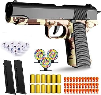 Soft Bullet Gun Toy - Automatic Pull Back Action Semi-Automatic Handgun with Shell Ejection and Auto Rebound, Gun Toy for Teen Boys, Suitable for 3 4 5 6 7 8 Years Old boys And Girls Toys