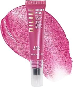 Cheek Kiss Liquid Blush + Glow, Creamy 2-in-1 Blush for Cheeks and Highlighter Makeup for Dewy, Radiant Finish - 140 Rosalia
