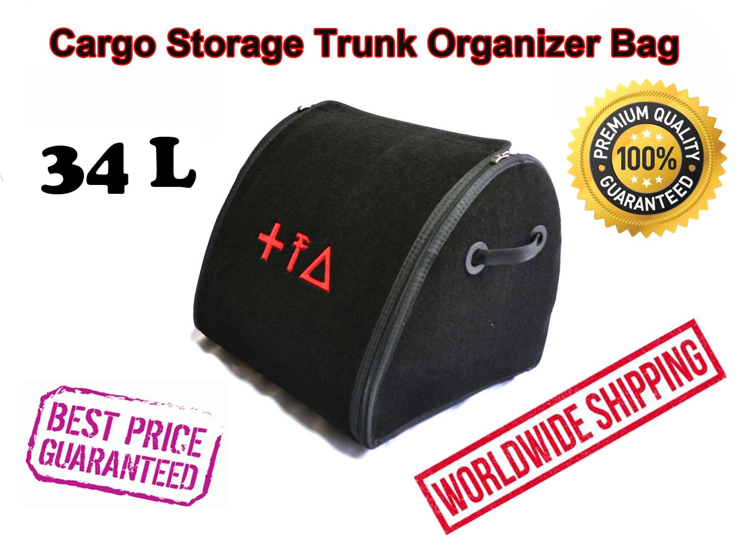 Car Cargo Storage Trunk Organizer 34L Auto Boot Folded Bag Premium Quality Durable First Aid Emergency Kit Box Cargo Tray Universal Vehicle Fit Alfa Romeo Giulia Giulietta Brera Mito 156 159 147 GTV