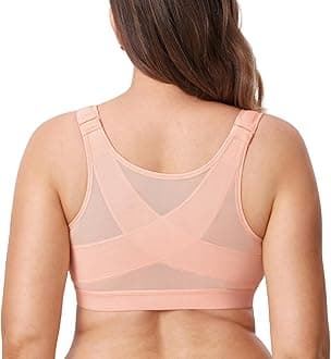 DELIMIRA Women's Full Coverage Front Closure Wire Free Back Support Posture Bra