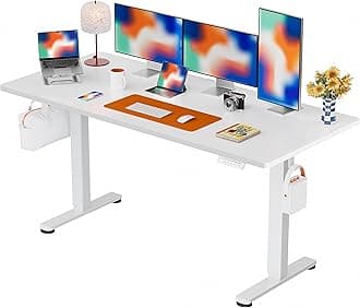 ErGear Height Adjustable Electric Standing Desk, 71 x 30 Inches Sit Stand up Desk, Memory Computer Home Office Desk, White