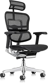 Eurotech ME7ERG GEN2 High Back Mesh Office Chair with Tilt Tension Control, Tilt Lock, Back Angle, Back Height, Synchro Tilt, Seat Height, Seat Depth, and Arm Height Adjustments, Black