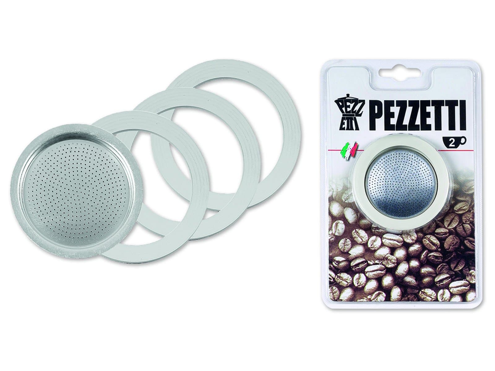 Pezzetti 2 Cup Washers and Filter Moka Pot, White