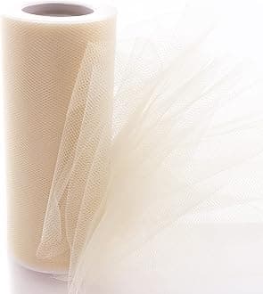 6" Premium Tulle Fabric Roll For Crafts, Wedding, Party Decorations, Gifts - Almond 25 Yards