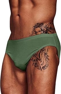 Underwear Solid Pant Shorts Underpants Men's Knickers Sexy Breathable Briefs Men's underwear Memory Foam (Army Green, M)