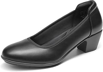 DREAM PAIRS Women's Low Chunky Heels Comfortable Block Work Pumps Closed Round Toe Dress Shoes for Office Business