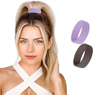 2 Medium PONY-O bendable Hair Ties, Ponytail Holders: for Fine to Normal or slightly Thick Hair-(Brown and Lilac)