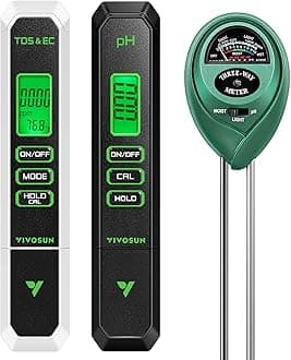 VIVOSUN Digital pH Meter, 3-in-1 TDS/EC/Temperature Meter, 3-in-1 Soil Moisture/pH/Light Tester Combo for Home, Garden and Hydroponics