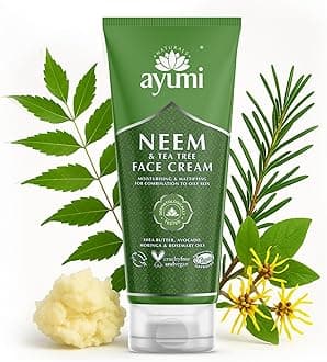 Neem & Tea Tree Face Cream | Acne Cream with Witch Hazel | Oily Skin Moisturiser with Rosemary Oil | MoisturisingCream with Organic Shea Butter | Face Moisturiser for Men & Women | 1 x 100 ml