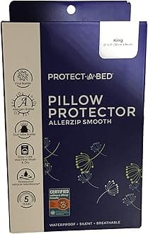 Protect-A-Bed, AllerZip Pillow Protector, Zippered, Waterproof, 2-pack, King Size