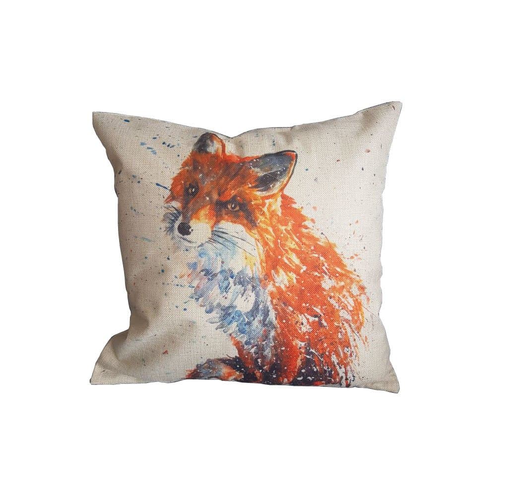 Fox Cushion Covers Paint Splash Effect Shabby Chic