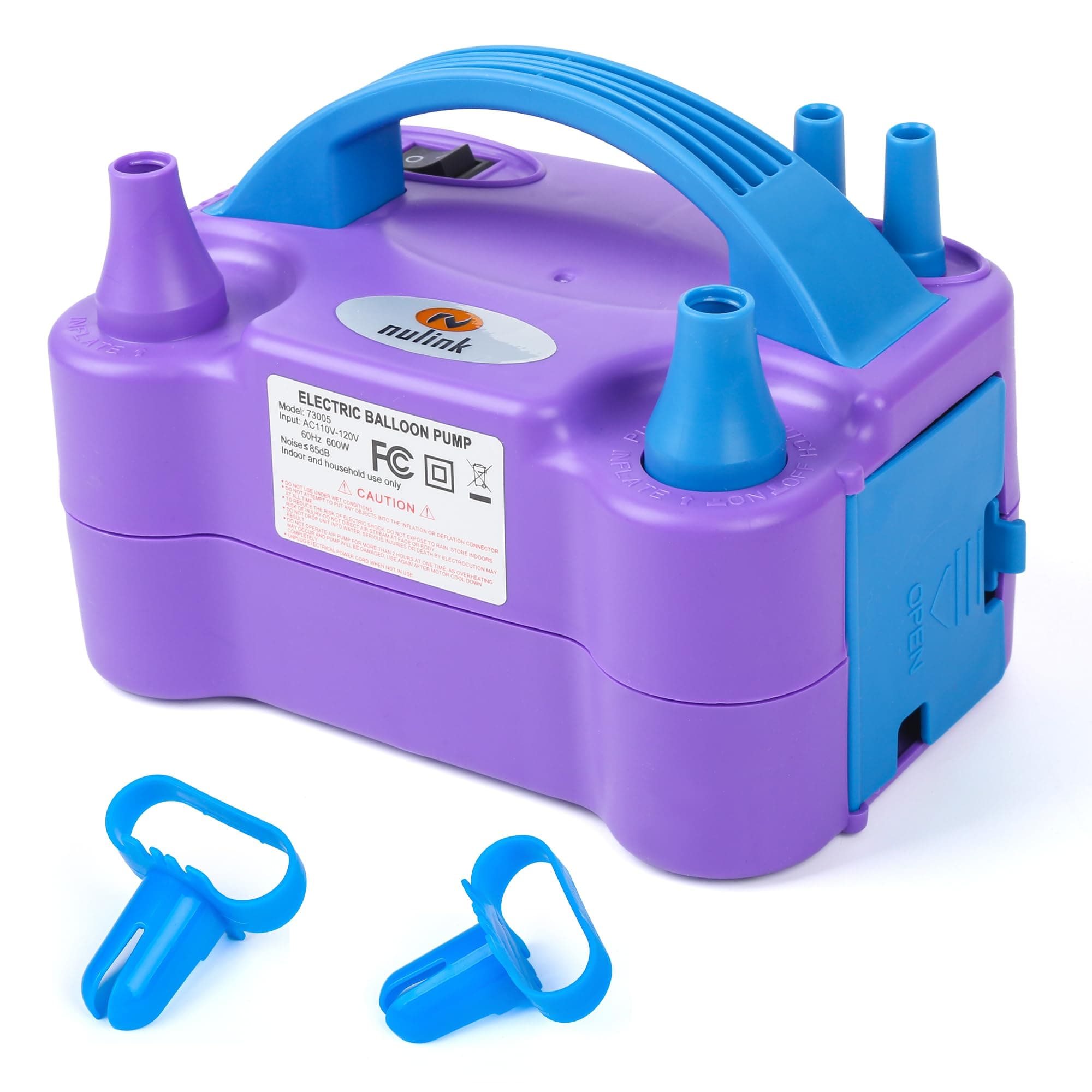 Balloon Pump Electric Portable Dual Nozzle Air Pump for Balloons Blower Pump Inflator for Decoration, Birthday Party [110V~120V, 600W, Purple]