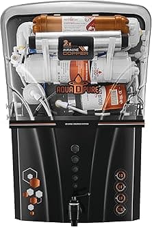 AQUA D PURE Copper + Alkaline RO Water Purifier 12L RO+UV+UF Copper + Bio-Alkaline +TDS Control+UV Purified Water, Black By AQUA D PURE