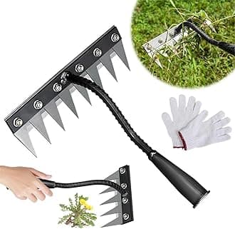 Multi-Tine Carbon Steel Garden Cultivator Rake, Gardening Hoe Weeding Rake, 5/6/7/8 Teeth Garden Cultivator Rakes, IronRake for Gardening and Weed, Detachable Hand Weeder Puller Tool (8teeth)