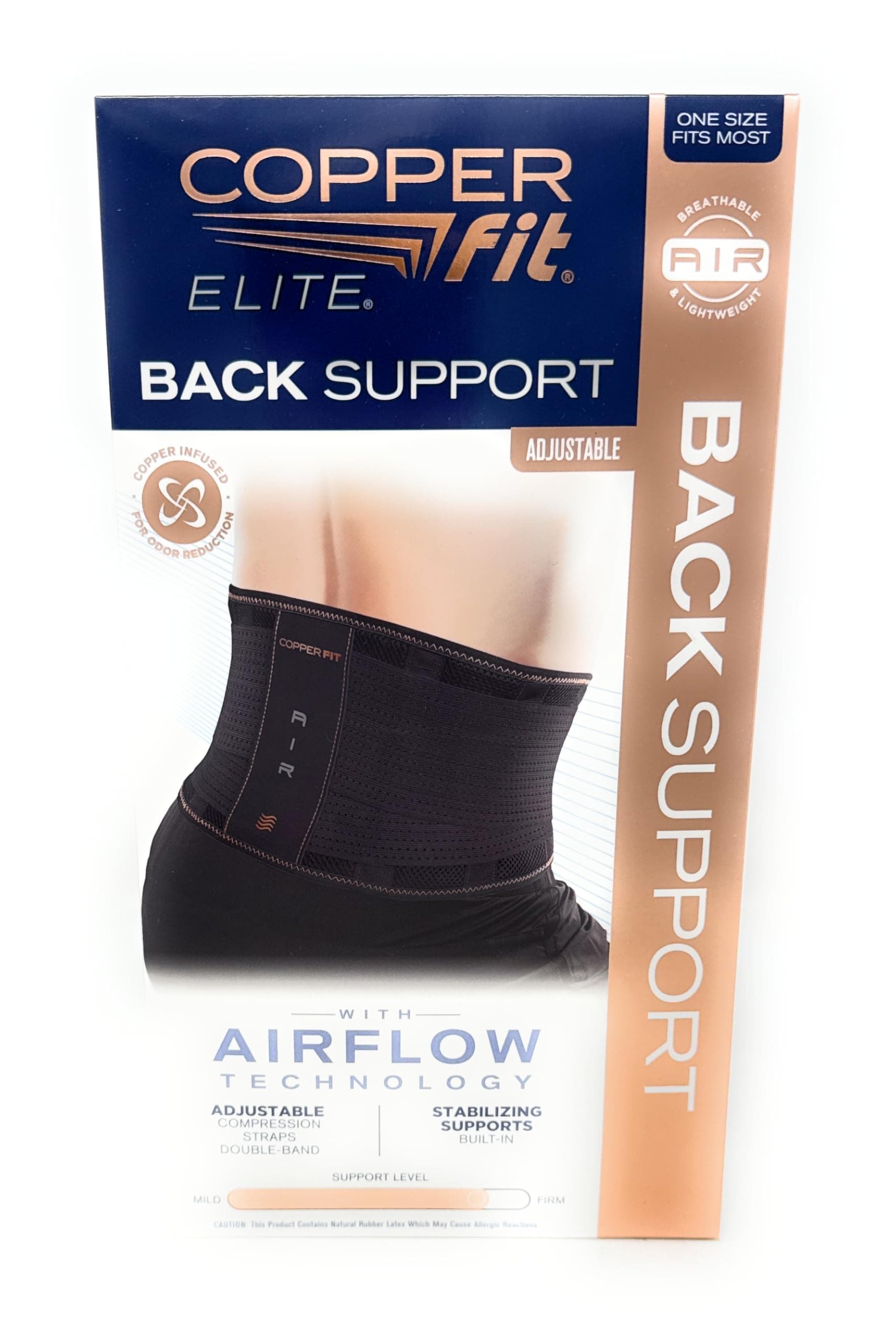 Copper Fit Elite Air Back Support Brace with Airflow Technology, Adjustable Compression Straps, Double Band, One Size Fits Most