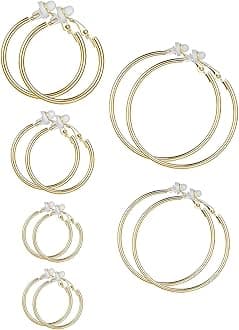 Clip on Hoop Earrings Hoop Gold Earrings Non Piercing Earrings Set for Women
